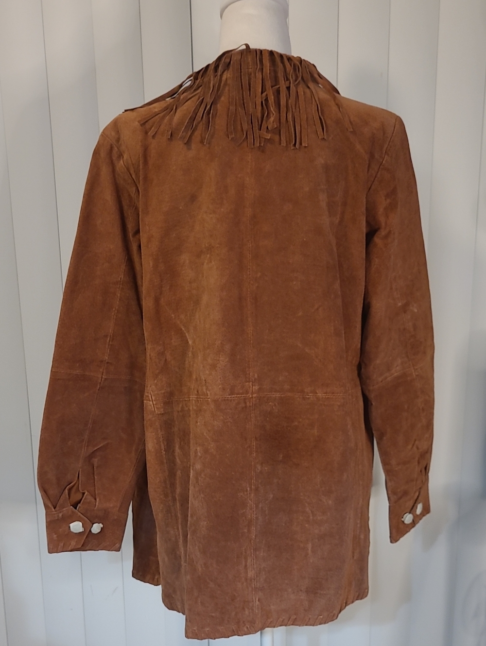 Bob Mackie Fringed Suede Bug Embroidered Brown Jacket - Picture 8 of 10